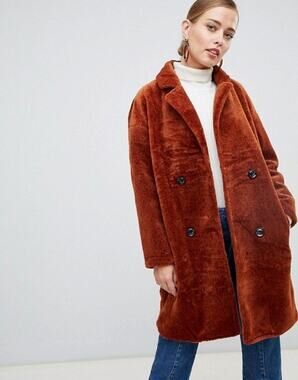 Jayley Teddy Faux Double Breasted Coat - OS